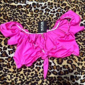 Hustler Hollywood Pink Ruffled Crop Top